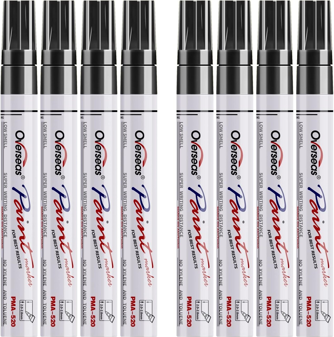 Black Permanent Markers 8 Pack, Oil Based Waterproof Quick Dry Medium Tip Marker Pen for Metal, Wood, Fabric, Plastic, Rock, Stone, Mugs, Canvas, Glass, Art Craft